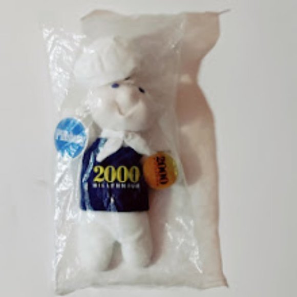 2000 Millennium Pillsbury Doughboy Plush Doll Blue Apron 11" with Tags - Picture 1 of 2